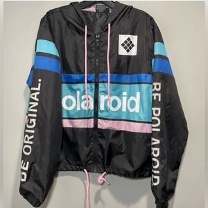 Polaroid Unisex Hooded Windbreaker Zip Up Jacket Size Large - Vintage Retro